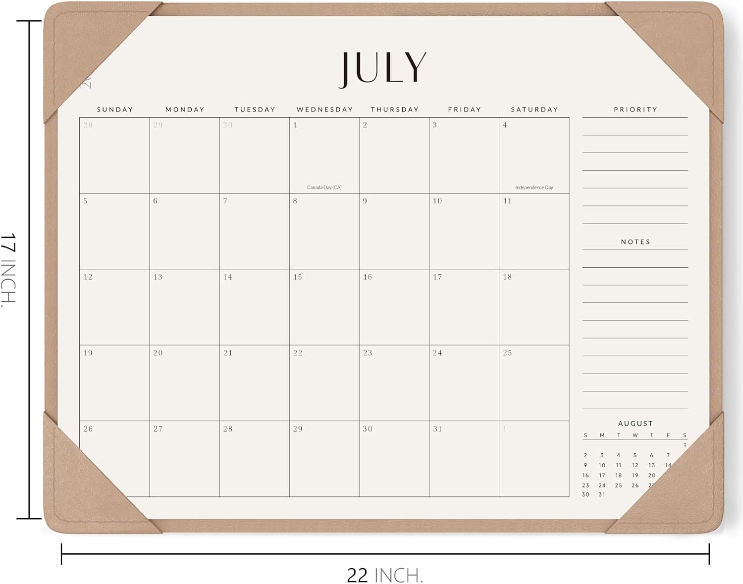 Jotsome Desk Calendar 2026 - 2027 with Desktop Mat, Large Desk Pad Calendar From Now to June 2027 22x17 inch, Desk Blotter Calendar for Home Office and School, Easy Planning, Gift for the Holidays, Apricot