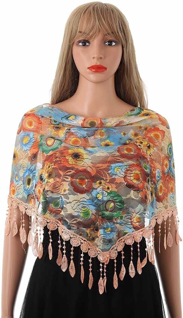 Lace Floral Church Veils Wedding Triangle Tulle Head Covering Tassel Mass Wrap Chapel Mantilla Veil for Women - Image 4