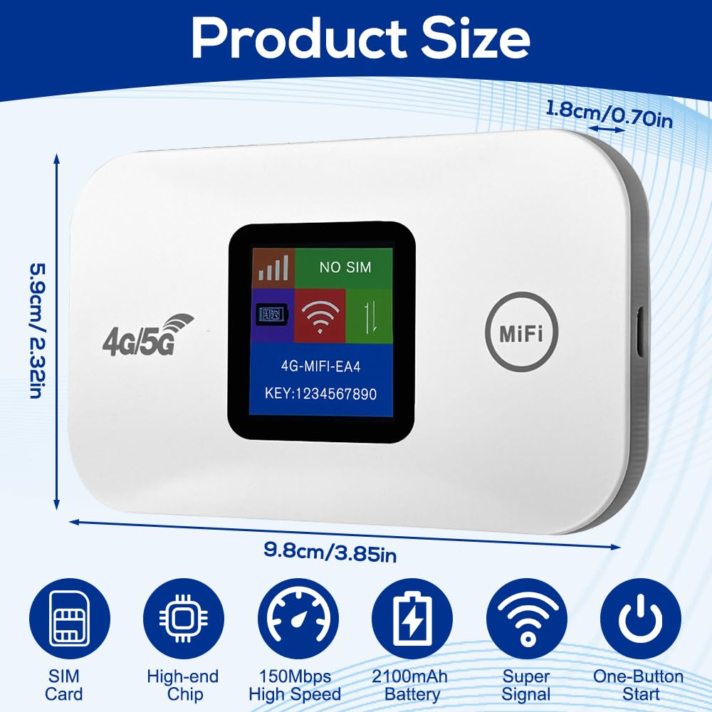 Hotspot Mobile WiFi 4G LTE, Router Hotspot Mobile 4G desbloqueado con ranura para tarjeta SIM 4G LTE Router WiFi Router Internet Mobile LTE hasta 150 Mbps Conecta hasta 10 dispositivos