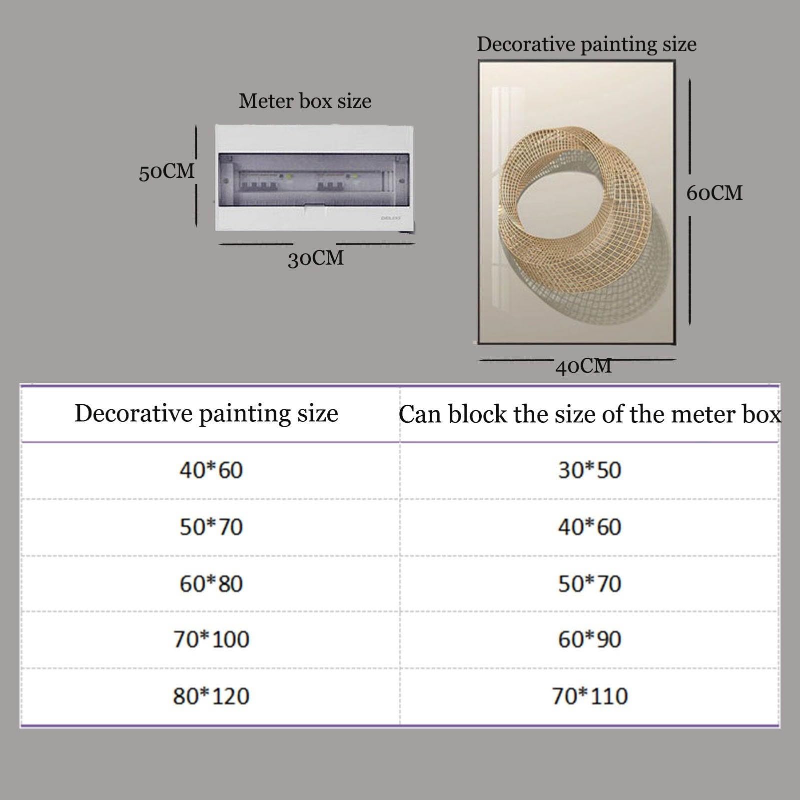 Caja de Contadores de Gran Tamaño Pintura Decorativa Sin Perforación Vertical Boca de Incendios Caja de Red Enmascaramiento Pintura Mural para Pasillo (G,50x70cm)