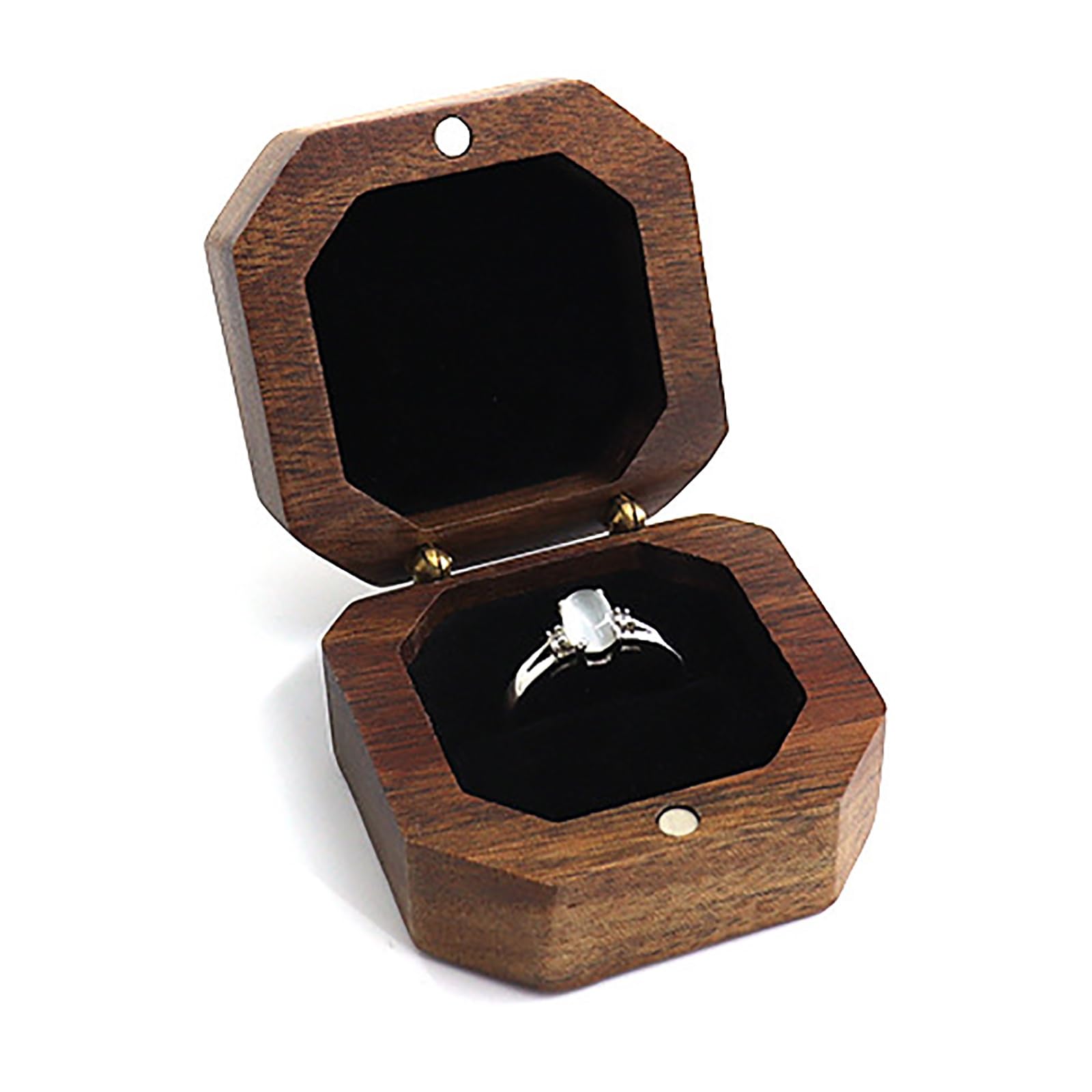 DUMRALBQE Wooden Ring Box Portable Wooden Ring Box Square Pair Jewelry for Storage and Placement(Noir)