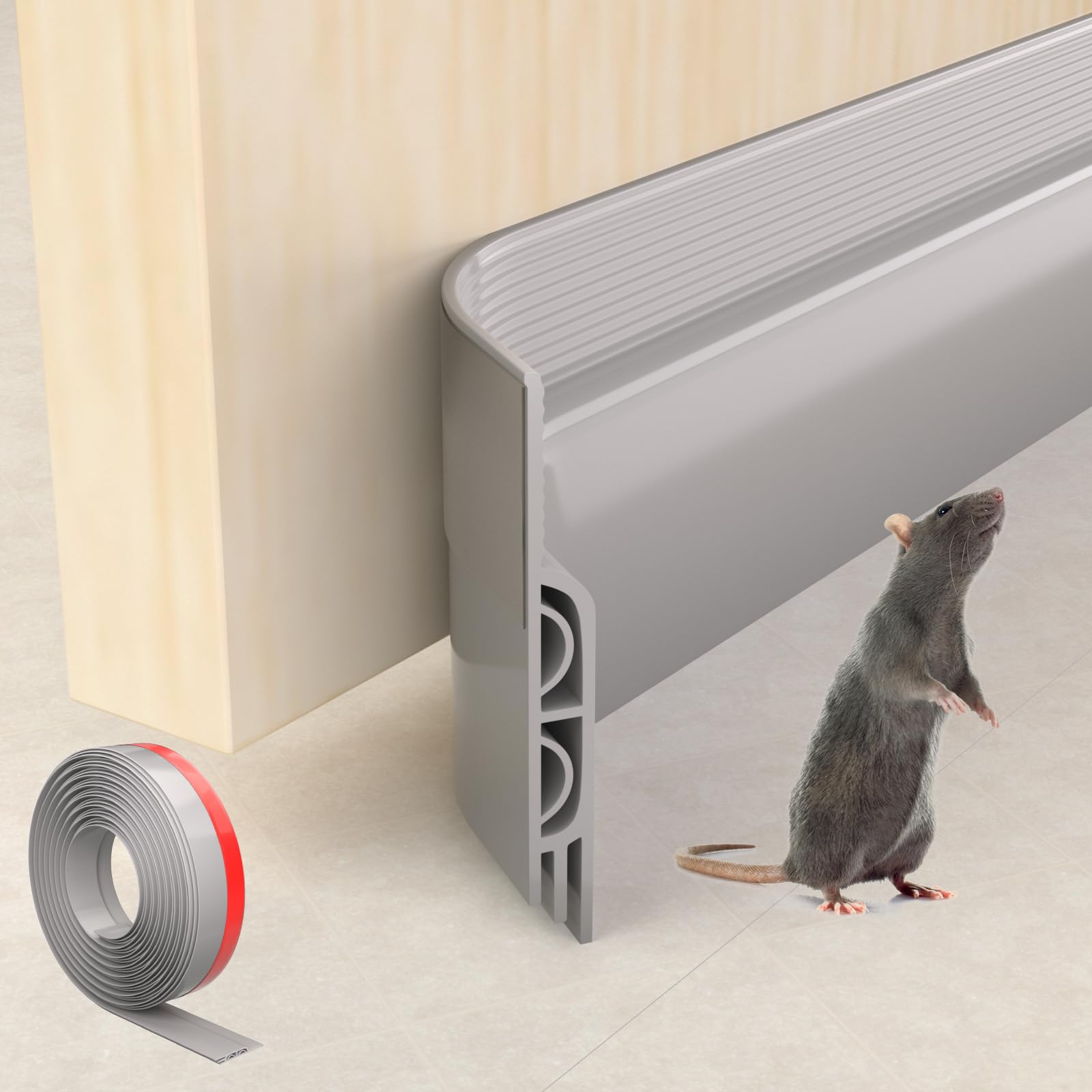 KNEELISA 39" Gray Under Door Draft Stopper Exterior,Bottom Door Sweep Sound Proofing,Soundproofing Noise Blocker,Gap Filler Soundproof Seal Strip