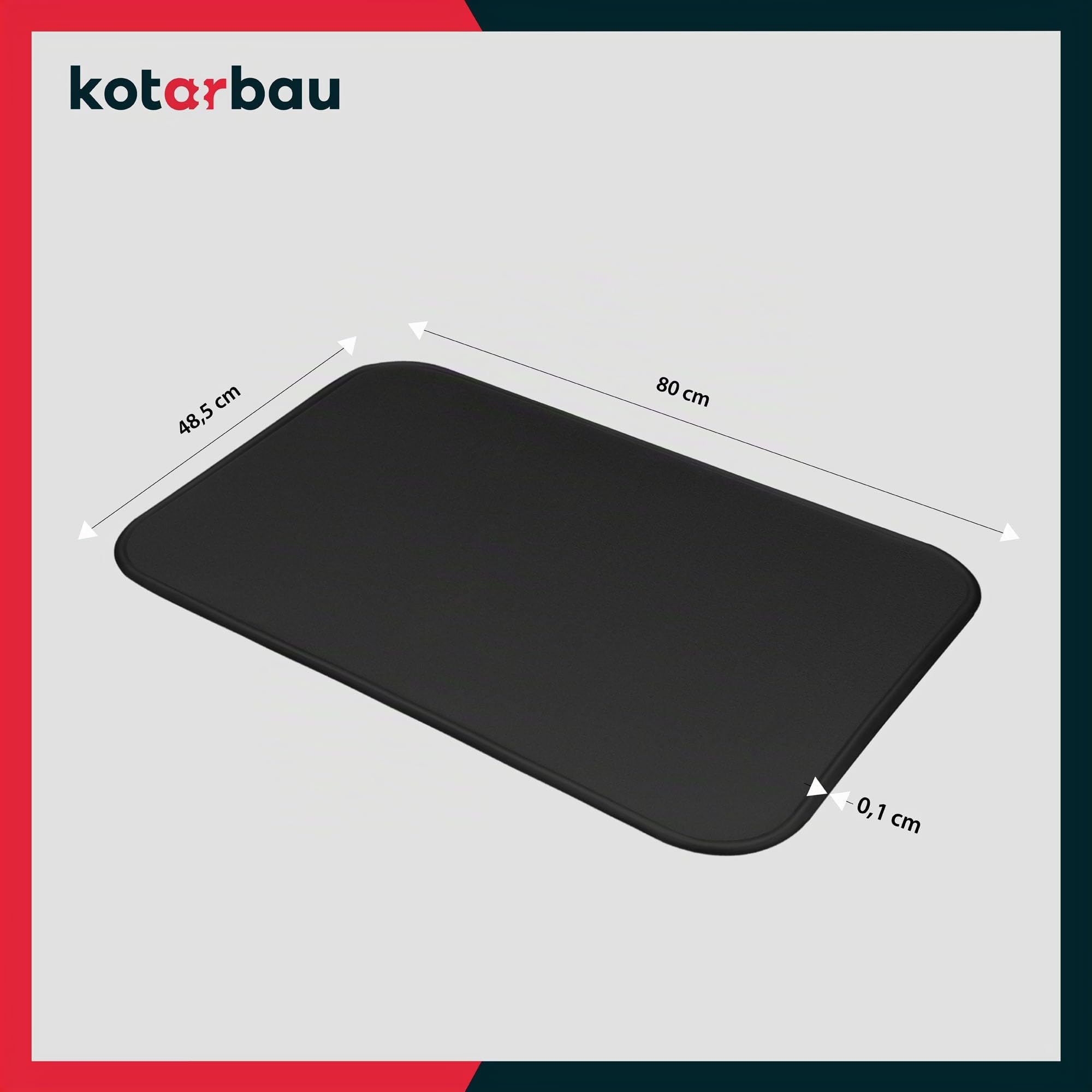 KOTARBAU® Plaque de Sol de Cheminée 48 x 80 cm en Acier Revêtu par Pulvérisation - Noir - Protection Contre les Étincelles pour Foyer