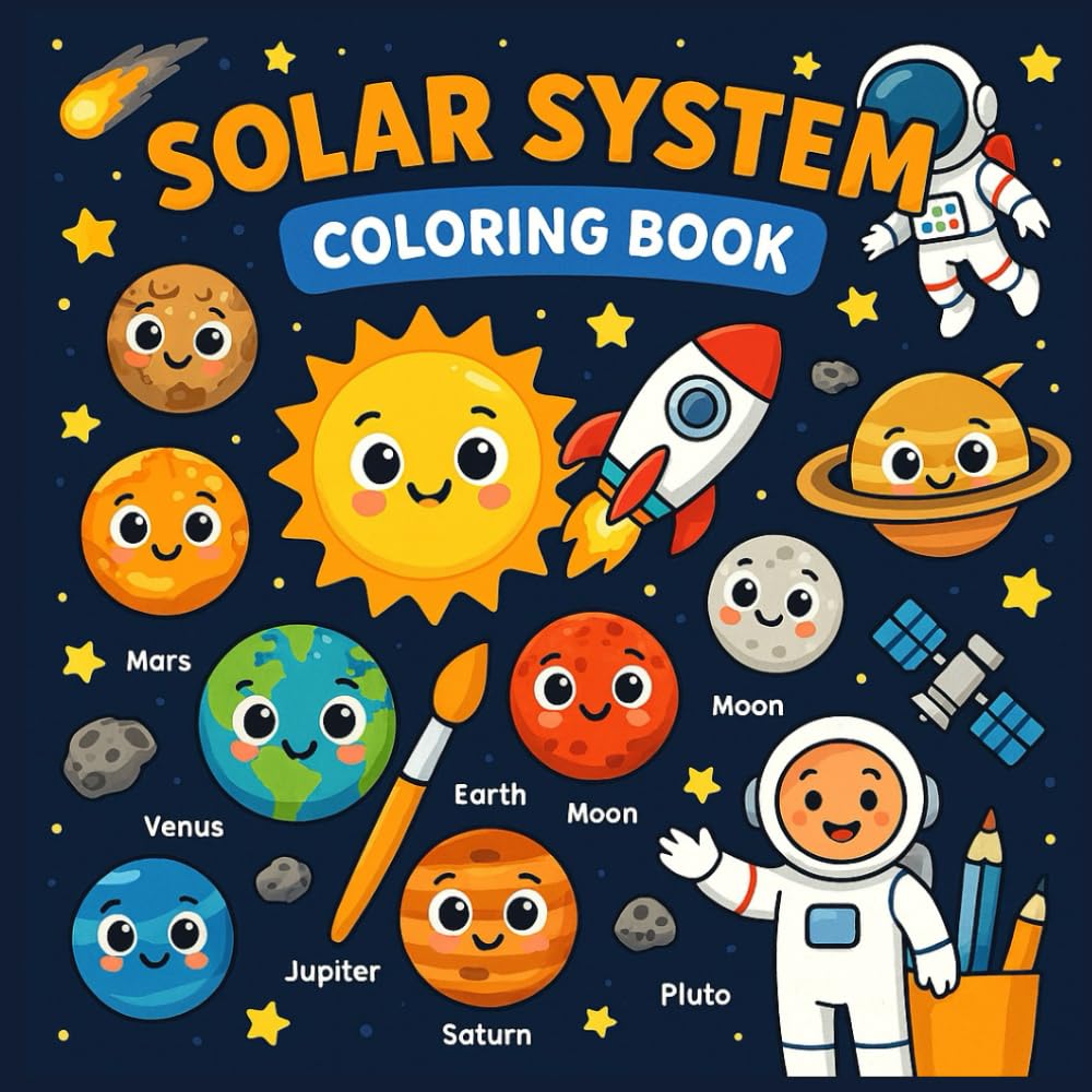 Solar System Coloring Book: Fun and Educational Planet Coloring Pages for Kids and Space Lovers