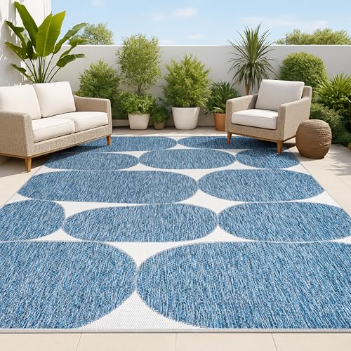 Tapete decorativo moderno 7'10" x 10' Navy/Cream