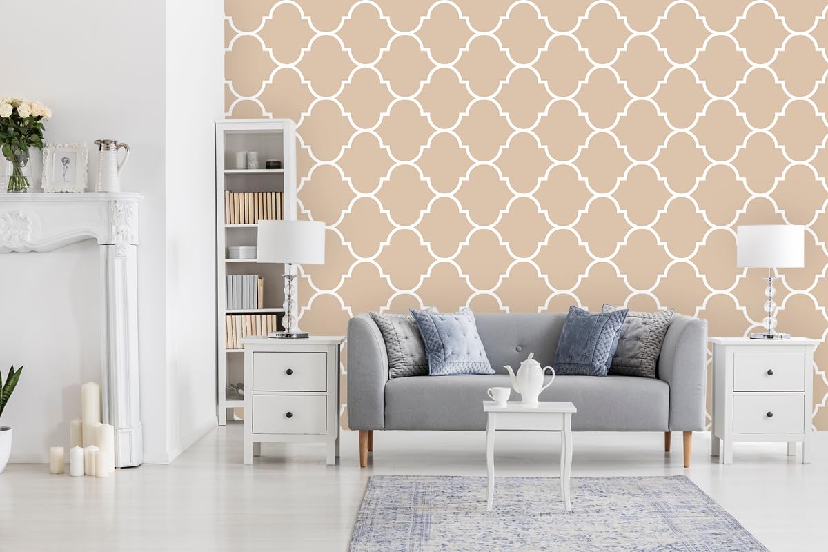 Papier peint intissé adhésif 240x250 tapisserie graphique beige sable clair