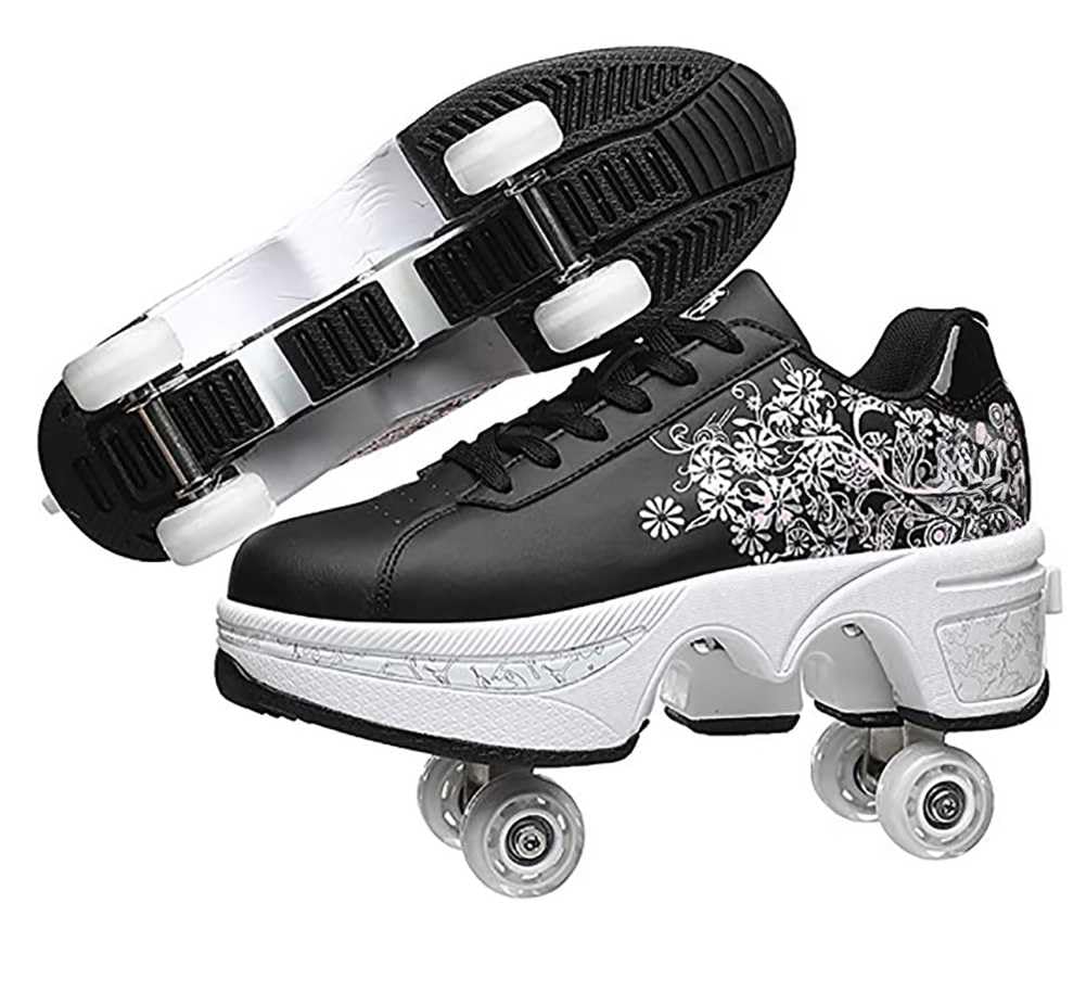 Scarpe da scooter, scarpe con ruote, per ragazze, da skateboard, comode e traspiranti, per quad, pattini regolabili, con ruote nascoste