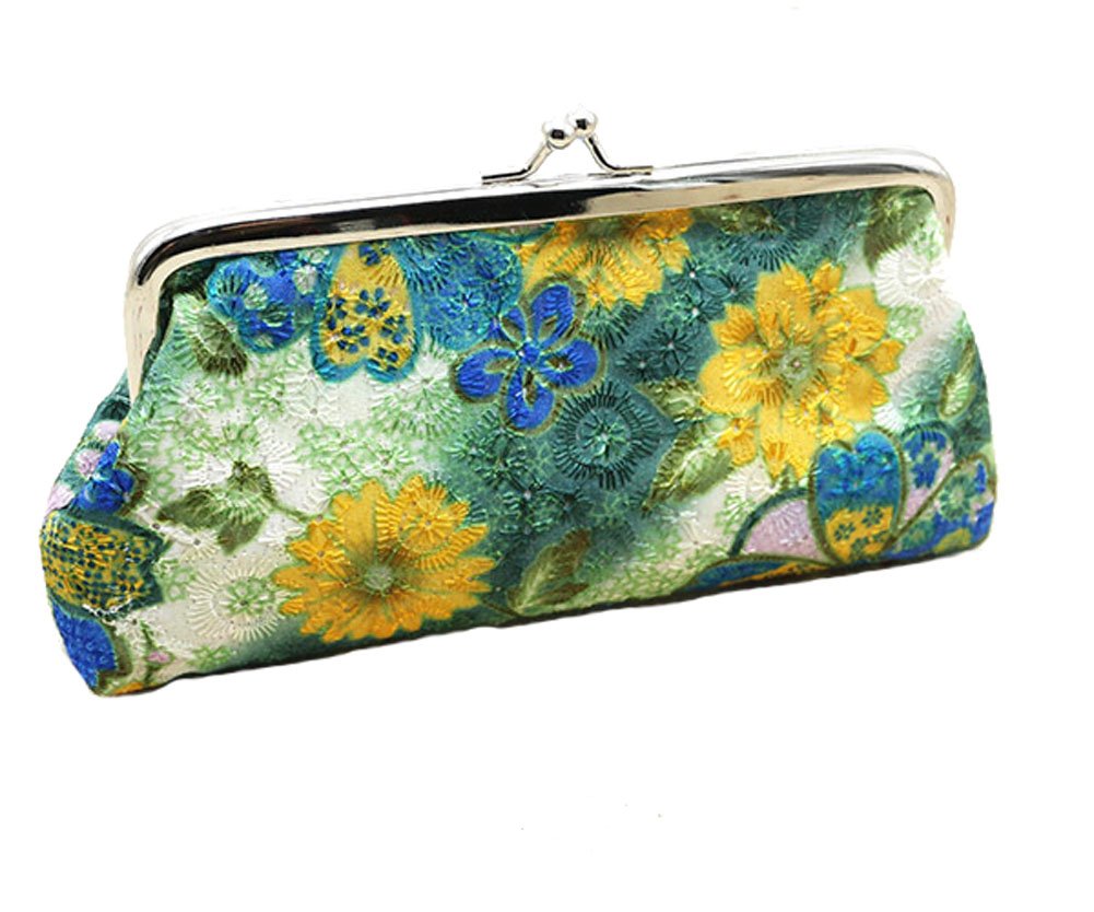Aiklin Women's Classic Floral Exquisite Buckle Clasp Wallet