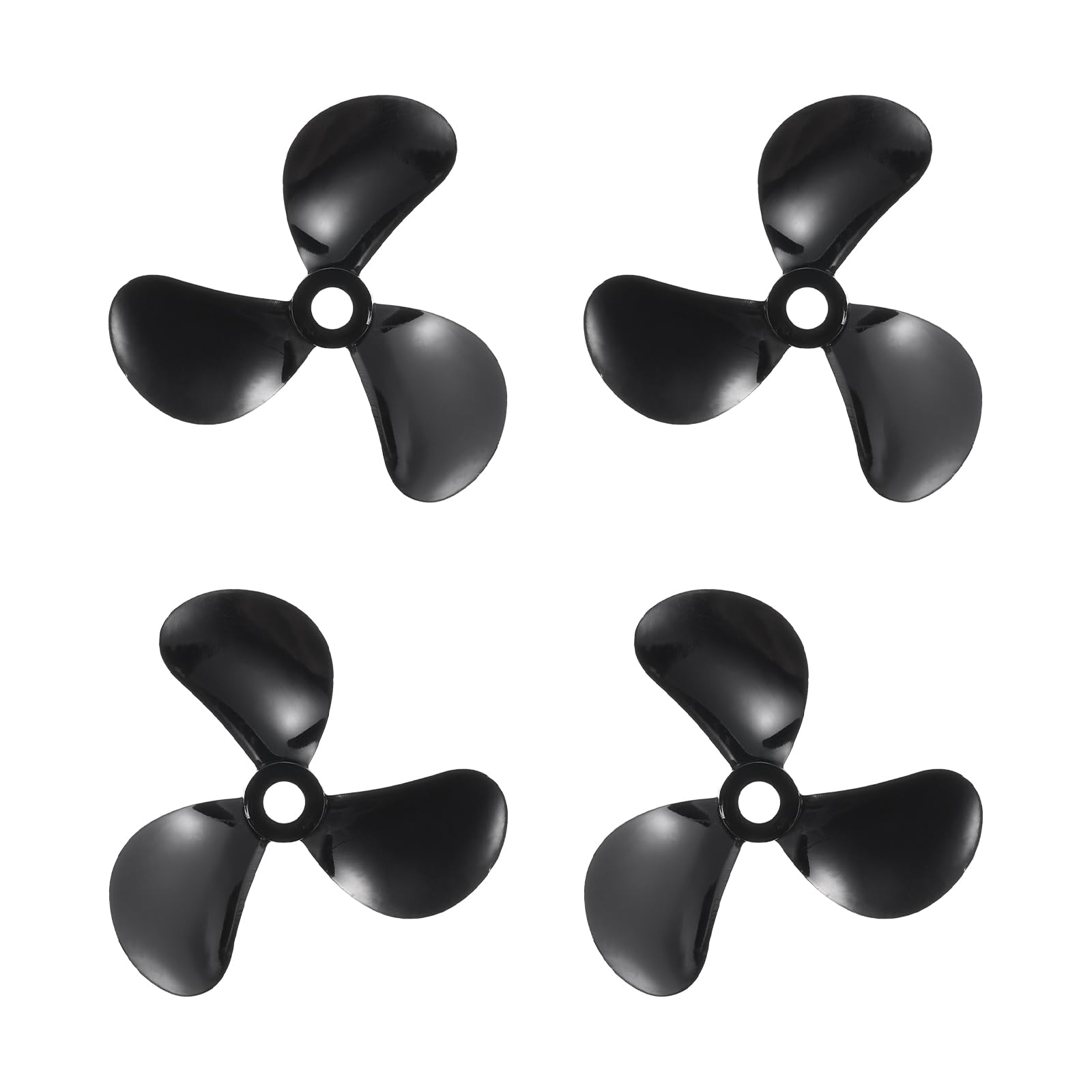 sourcing map 2Set RC Boat Propeller, 3 Blades Propellers 4mm Hole Dia 44mm OD CW Clockwise Rotating Drill Propeller for RC Boat Hobbies DIY Ship Model, Black