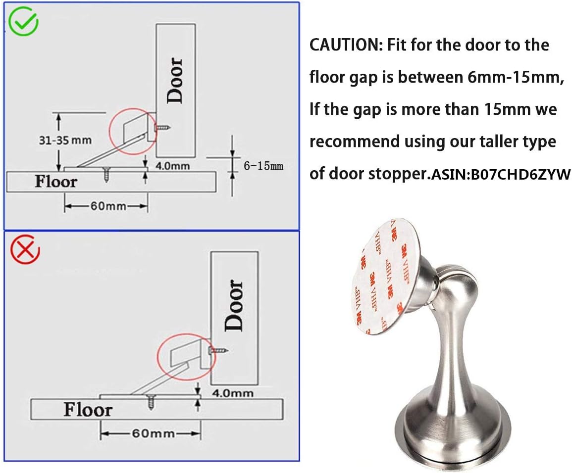 2 Pack Magnetic Door Stoppers, Floor Mount Door Stop for Bottom of Door Magnetic Door Catch Door Holder, Bronze - Image 3