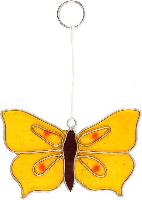 Jones Home & Gift Yellow Brimstone Butterfly Colourful Hanging Suncatcher Kitchen Window Garden Decorative Mobile