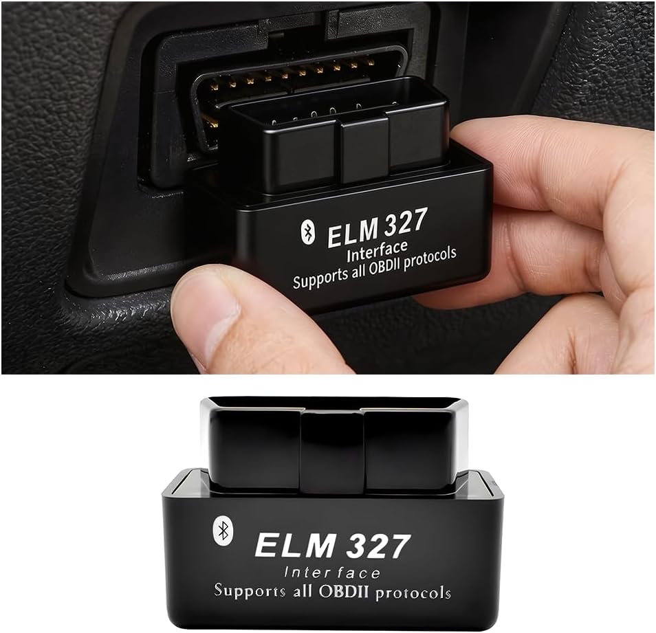 ELM327 OBDII Car Auto Diagnostic Scanner, Vehicle Bluetooth Engine Fault Code Reader, Automotive Wireless Failure Detector Interface Adapter, Universal Fit (Black)