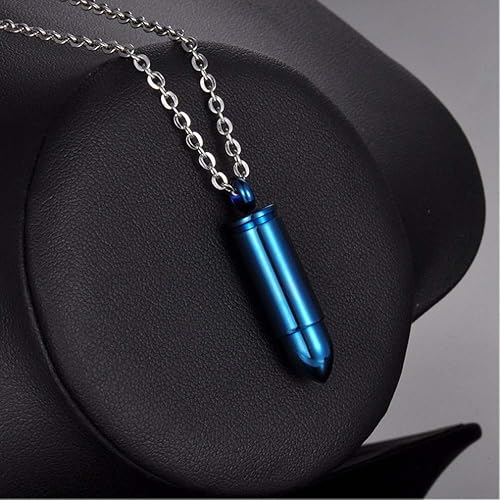 Miniatura 6 de Collar con colgante de urna de bala pulida de acero inoxidable, joyería de cremación de recuerdo de cenizas conmemorativas, Acero inoxidable, No es