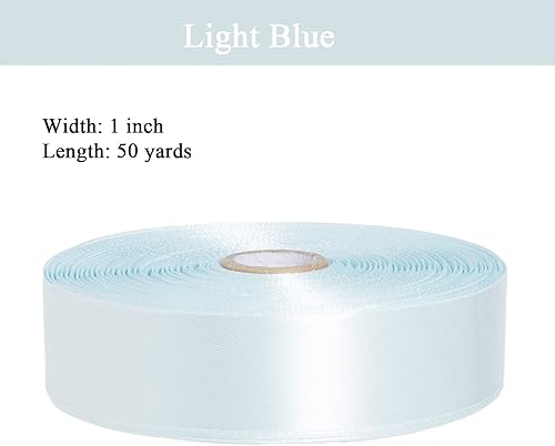 Vista 394 de Cinta de satén sólido azul real de 1 pulgada, cinta de tela artesanal de 50 yardas para envolver regalos, ramos florales, decoración de fiesta
