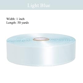 YASEO 1 Inch Light Blue Solid Satin Ribbon, 50 Yards Craft Fabric Ribbon for Gift Wrapping Floral Bouquets Wedding Party Decoration