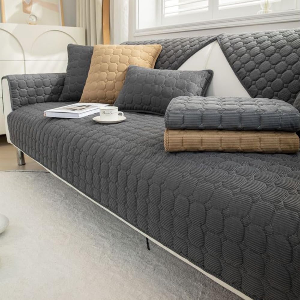 NUODWELL Sofa Cover 1/2/3/4 Seater, Flannel Anti-Slip Corner Sofa Slipcover, Pet Sofa Protector - Image 2
