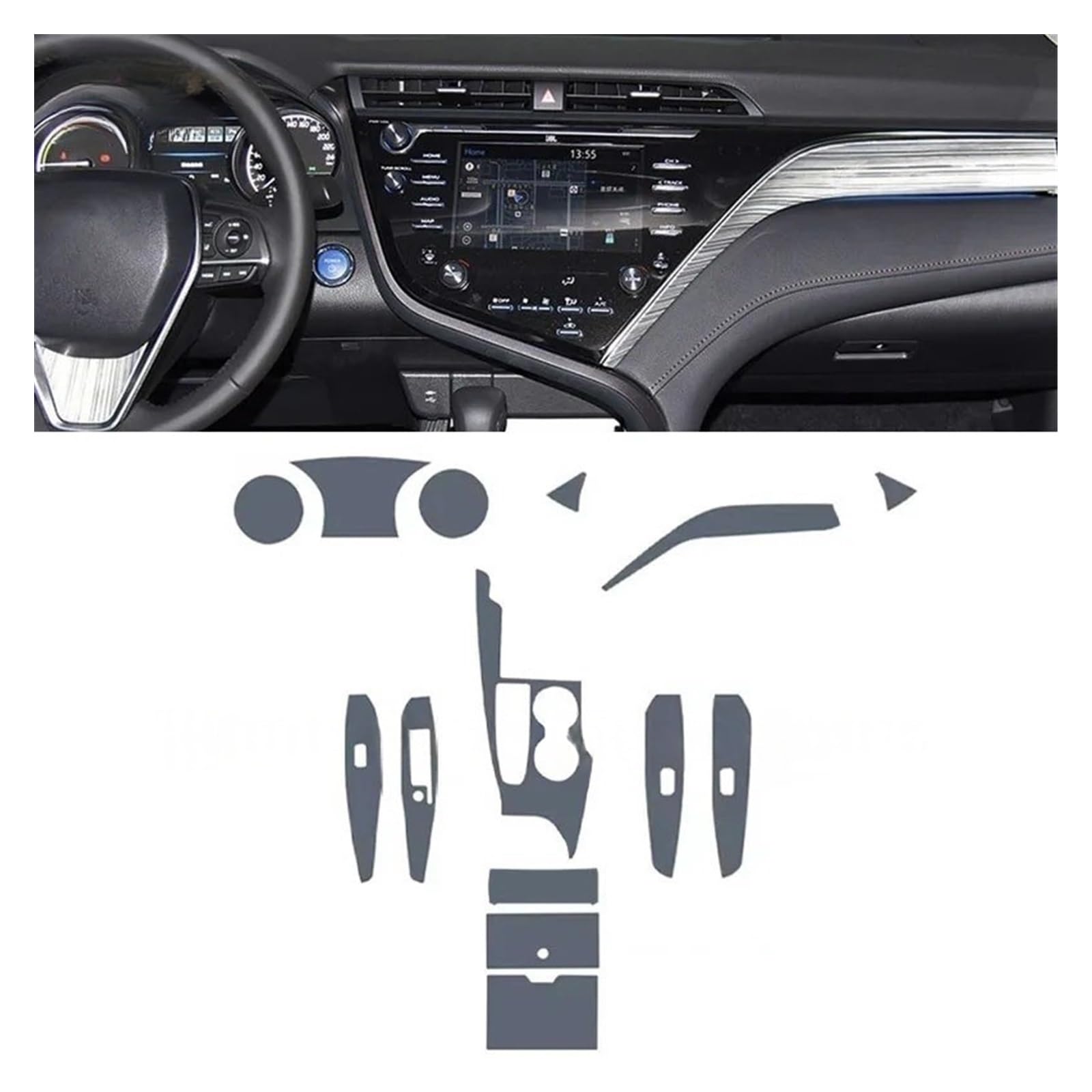 Precorte Interior del coche PPF película protectora de pintura consola cero transparente mate TPU para To&yota Camry 2018-2020 Película protección tableros
