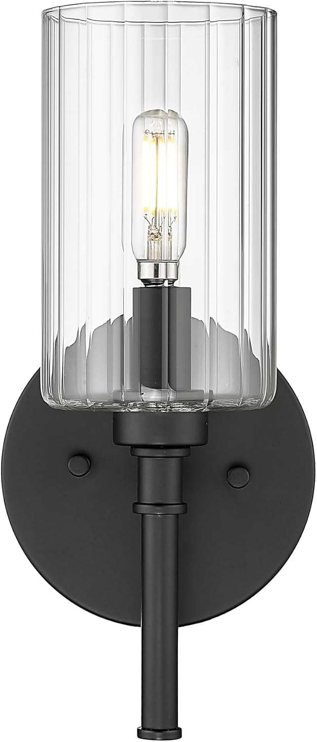 ML Lighting | Chastine Collection | 9921-MB | Indoor 1 Light Wall Sconce in Matte Black with Clear Beveled Glass Shade | Elegant and Versatile Design for Any Bathroom