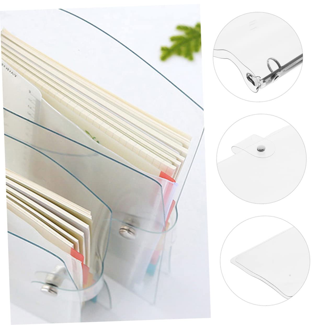 Classeur à Anneaux A4 Transparent 3 Pièces en Plastique Portable