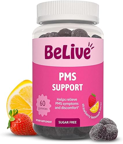 BeLive Suplemento de gomitas de apoyo para el síndrome premenstrual, ayuda a aliviar los síntomas del síndrome premenstrual, equilibrio hormonal,