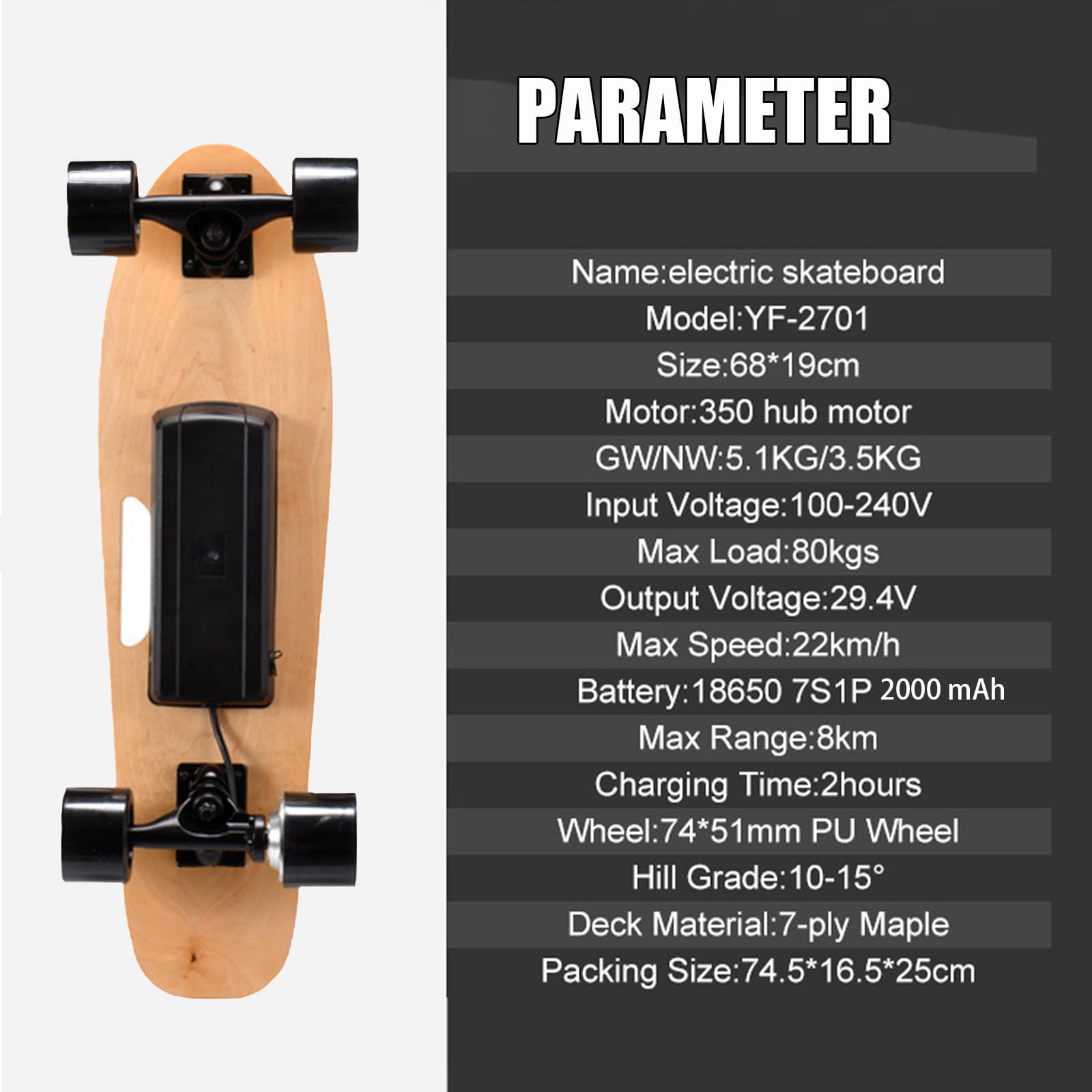 Skateboard électrique avec Télécommande, Vitesse Maximale 35 Km/H, Autonomie De 13 Km, Mini Cruiser Surf pour Débutants, Adultes Et Adolescents