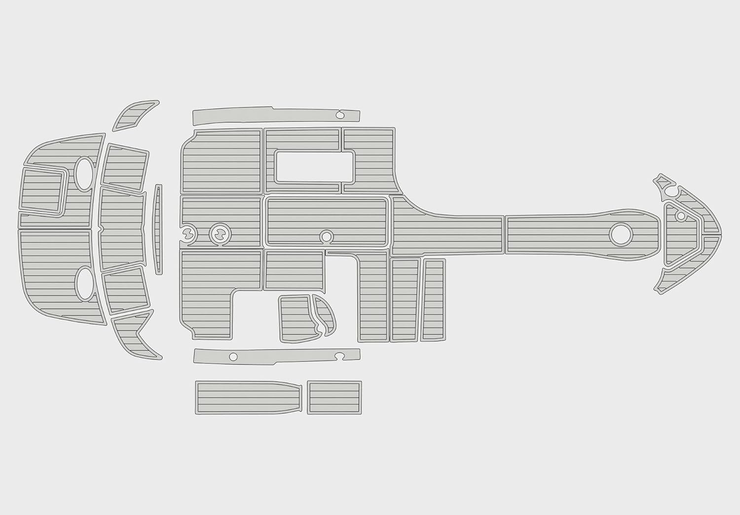 Marine Deck Mat Kit for 2008-2015 Sea Ray 300 SLX Cockpit Sundeck Swim Platform 1/4” 6mm EVA Foam Faux Teak Deck Non-Slip Seadek Boat Floor Covering