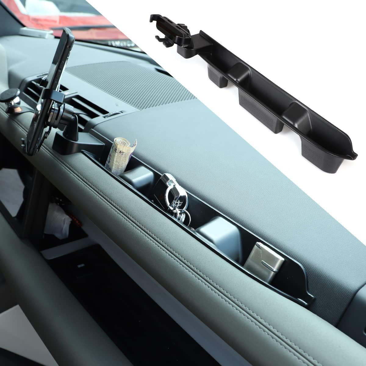 PIUGILH Aluminum Alloy Car Center Console Mobile Phone Holder for Land Rover Defender 90 110 2020-2022 with Glove Box Dash Storage Organizer Car Accessories