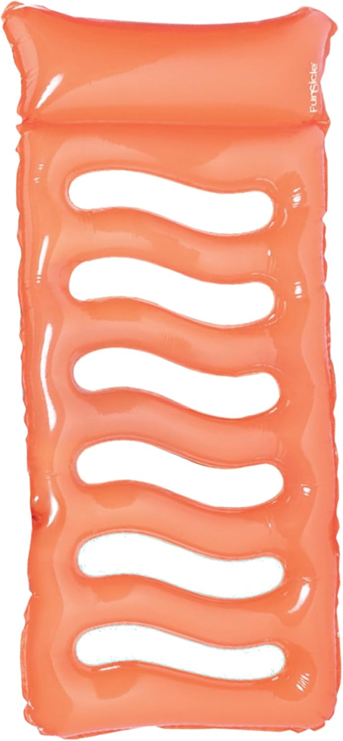 Maccabi Art Cool Sunbather Mat Cotton Candy – 6ft Inflatable Water Lounge with Built-in Pillow and Cooling Windows – Easy Grip Valve – DuraSeam – AirFlate Tool – Ages 14+