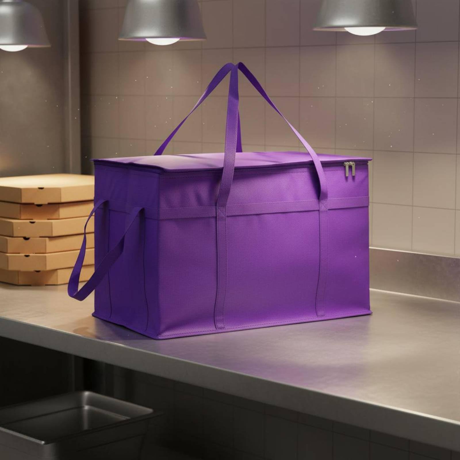 Qianly Bolso Térmico de Entrega Bolsa Isotérmica Bolso Refrigerado Contenedor de Comida Bolsa de Transporte con Exterior Antihumedad y Materiales Gruesos, Gris