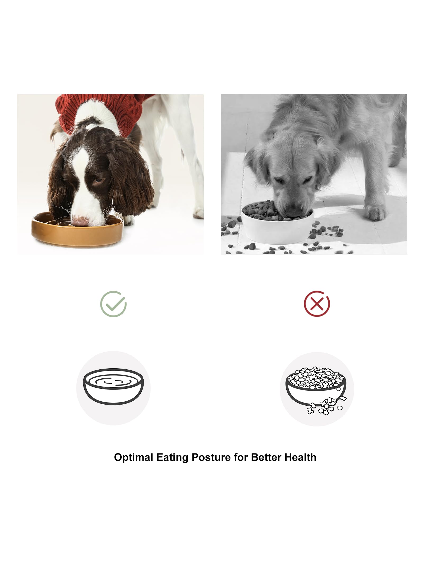 Comedero lento de cerámica para perros con borde de silicona antideslizante, cuenco de gres resistente con patrón de rompecabezas para prevención de la hinchazón y la obesidad (albaricoque-M)