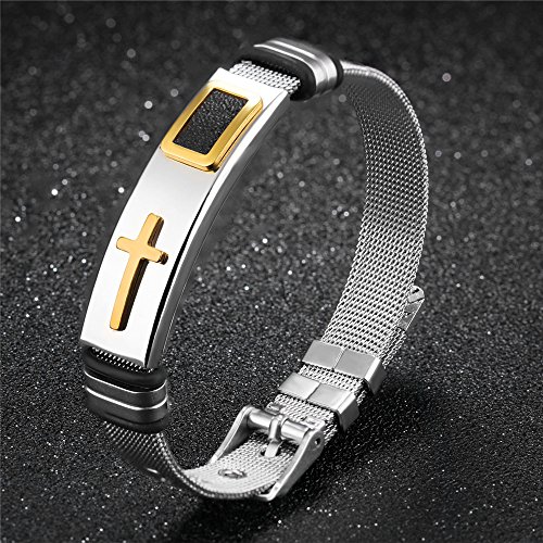 Pulsera ajustable para hombre en acero inoxidable dorado miniatura 2