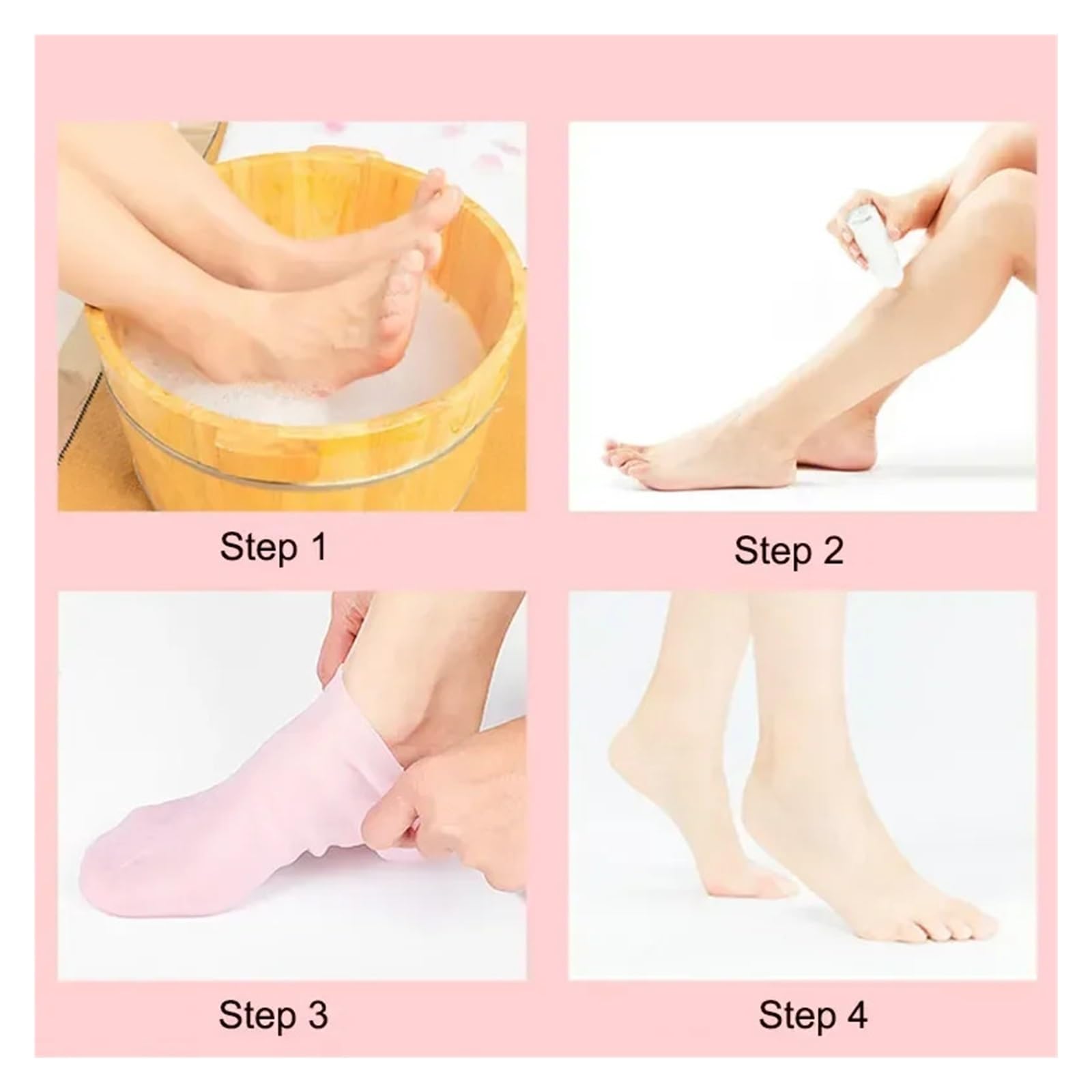 Silikonsocken, feuchtigkeitsspendende Gel-Socken, Peeling und Verhinderung von Trockenheit, rissige, abgestorbene Haut, Schutzfuß (Farbe: Rosa, 30–40 m, Größe: Einheitsgröße)