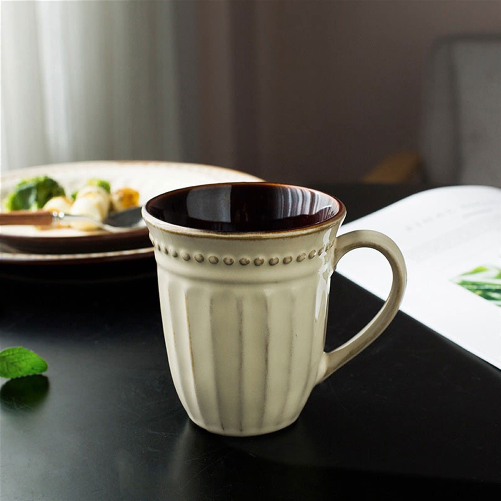 Ceramiczny kubek do kawy 380ML europejski kubek w stylu Retro płatki śniadaniowe kubek gospodarstwa domowego para ceramiczny kubek do kawy