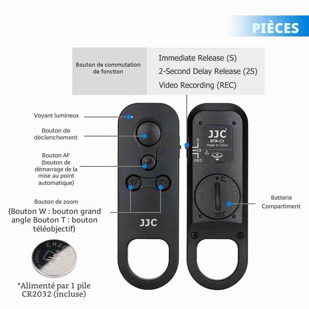 JJC BR-E1 Télécommande sans Fil pour Canon EOS R8/R50/R7/R3/R5/R6/RP/77D/90D/850D/200DII/200D/M6 Mark II/M50/M200, PowerShot G5X Mark II/G7X Mark III/SX70HS