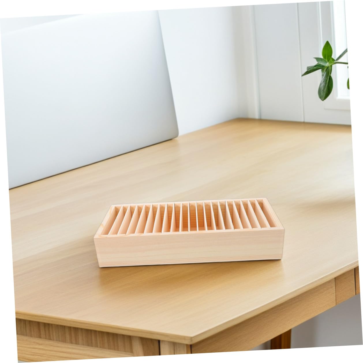 Cabilock 2 pezzi Scatola in Legno Porta Biglietti da Visita con Scomparti Multipli Rimovibili Organizer da Scrivania per Carte da Visita Biglietti di Auguri e Gioielli per Ufficio e Casa