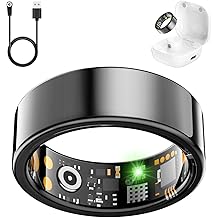 Smart Health Ring for Women Men, Fitness Tracker Ring with Heart Rate, Blood Oxygen, Sleep Tracker, Step Tracker, No Subscription Fee, IP68 Waterproof Smart Ring for iphone &amp; Android (Black, 13#)