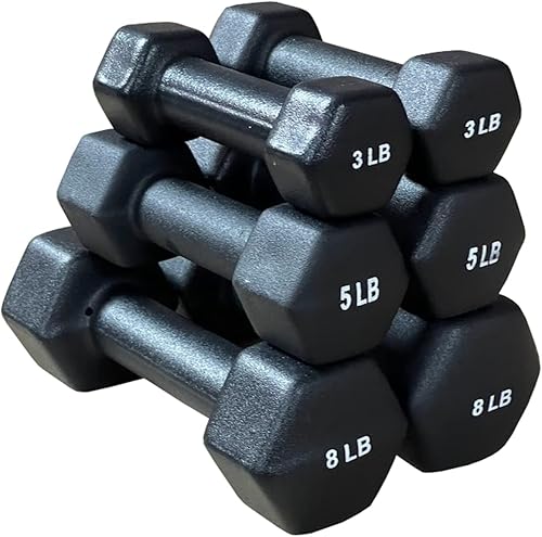 Miniatura 2 de Juego completo de mancuernas hexagonales con revestimiento de neopreno: ideal para ejercicio, fitness, tonificación muscular, fortalecimiento de