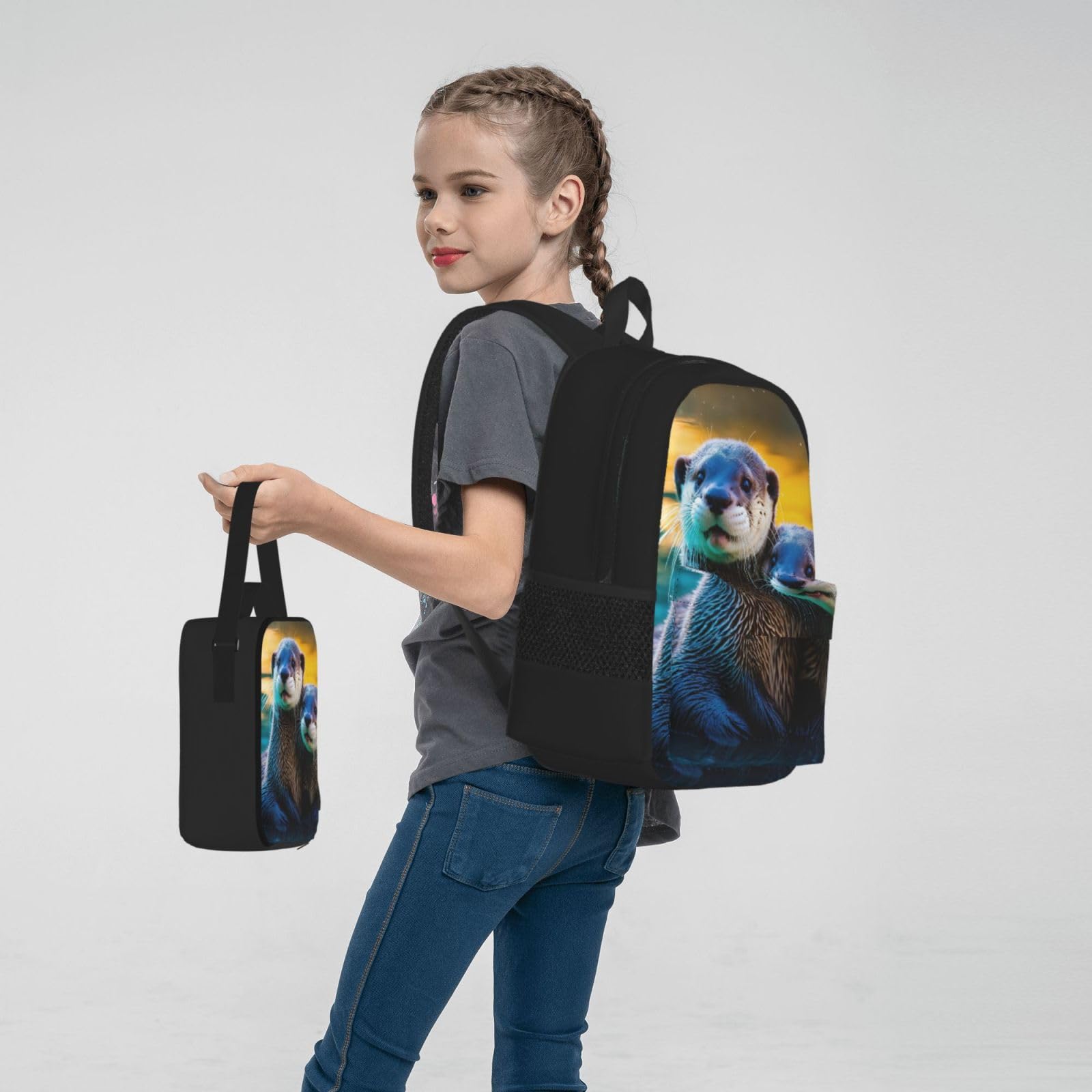 Zaino, borsa portapranzo, astuccio, set da 3 pezzi, per lavoro e