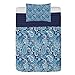 ABAKUHAUS Zestaw narzut z mikrofibry Paisley, tradycyjny wzór, kwiaty liście i kropki, nadruk artystyczny, miękka pościel z poszewkami na poduszki i kołdrą, 170 cm x 220 cm, niebieski