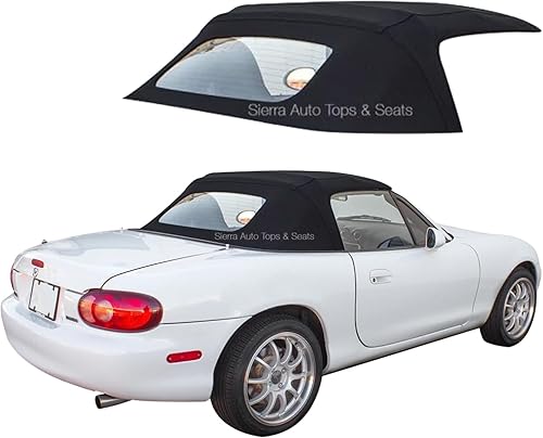 Sierra Auto Tops Convertible Top Reemplazo para Mazda Miata MX5 1990-2005, Stayfast Canvas, Negro