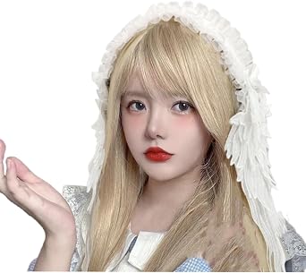 JIAHG Lolita Headdress Dark Gothic Lace Angels Wings Hairpin Headband for Women Halloween Costume Maid Cosplay Accessories