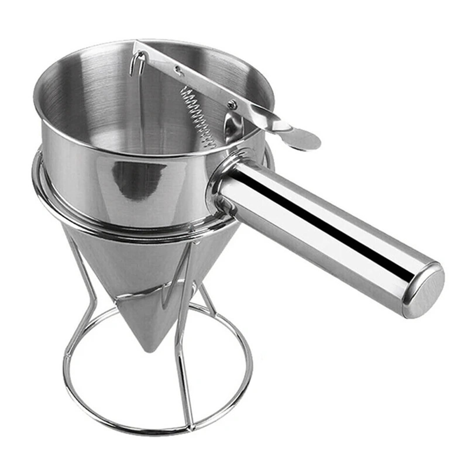 Distributore Pastella Strumenti di cottura Dispenser a imbuto con supporto for maniglia Palline polpo for cupcake Accessori for utensili da cucina for pastella in acciaio inossidabile(1200ML-8MM)