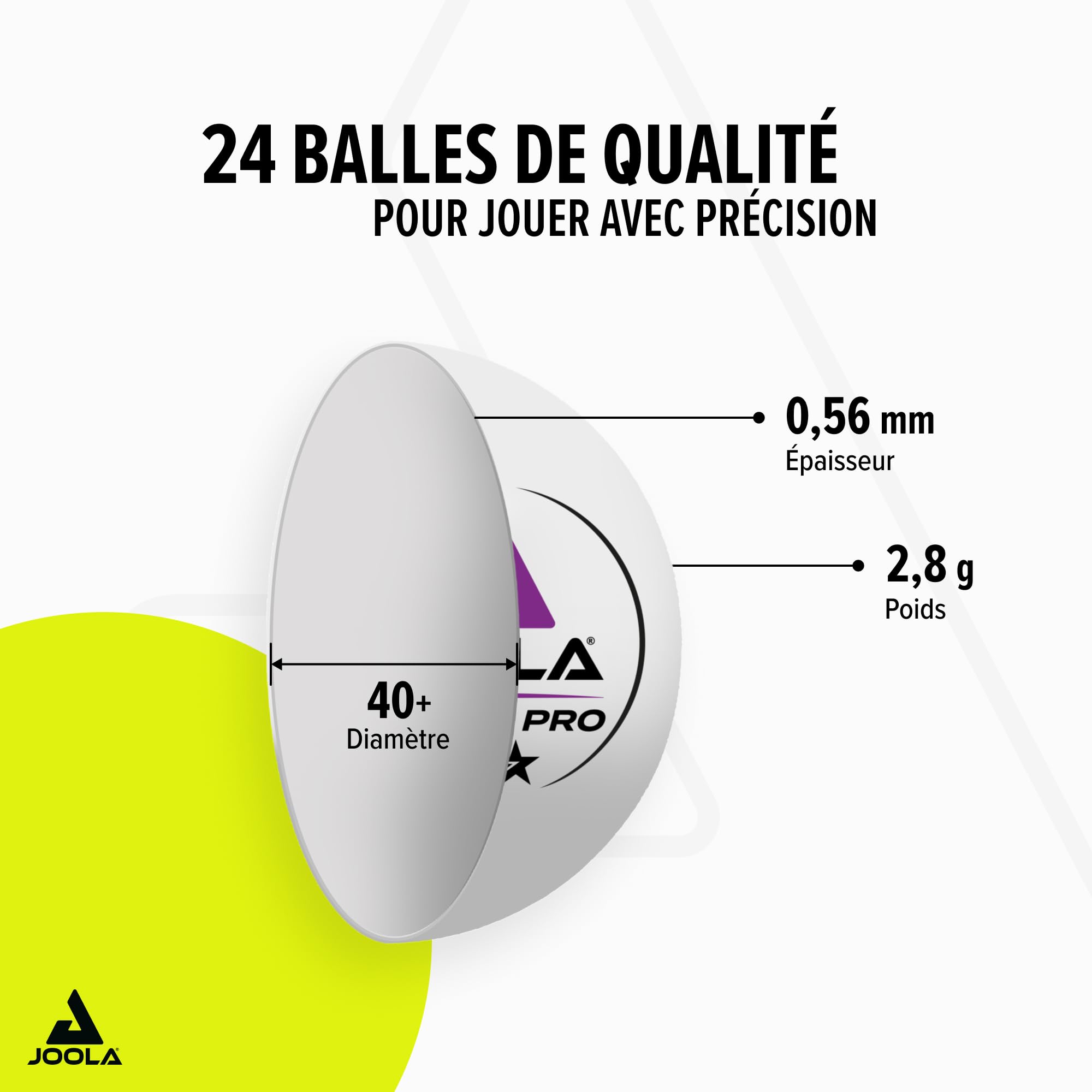 JOOLA Balles de ping-Pong 3-Star, Qualité Premium, 3 étoiles, Excellentes caractéristiques de Jeu et Longue durée de Vie, Compatibles Indoor et Outdoor