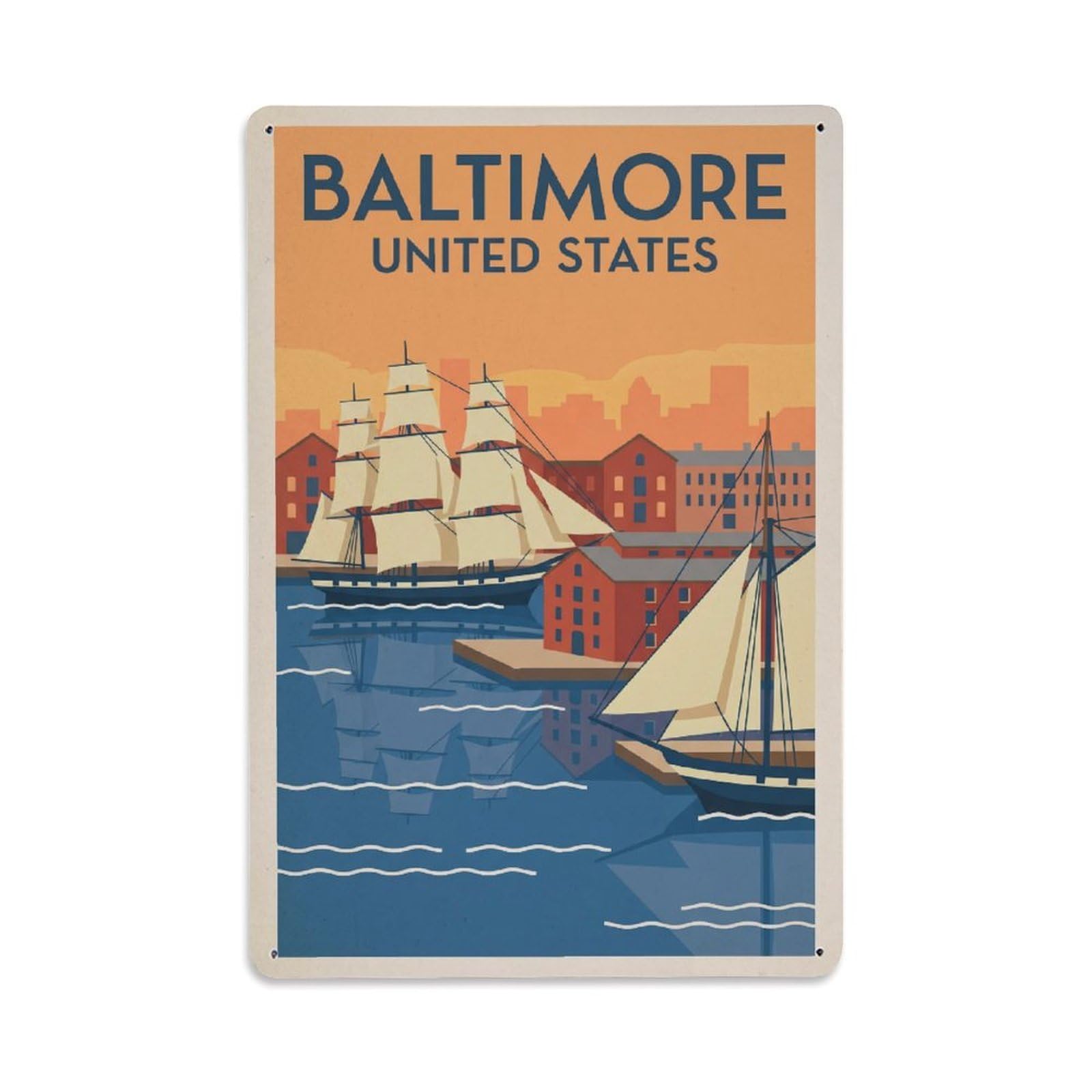 Xanthor Style Vintage Travel United States Baltimore Metal Tin Sign