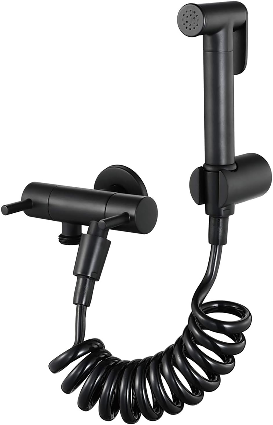 Handheld Bidet Sprayer for Toilet, Black Portable Cloth Diaper Sprayer Set Brass Single Cold Water Bathroom Bidet Sprayer Kit with Shower Hose and Holder for Personal Hygiene