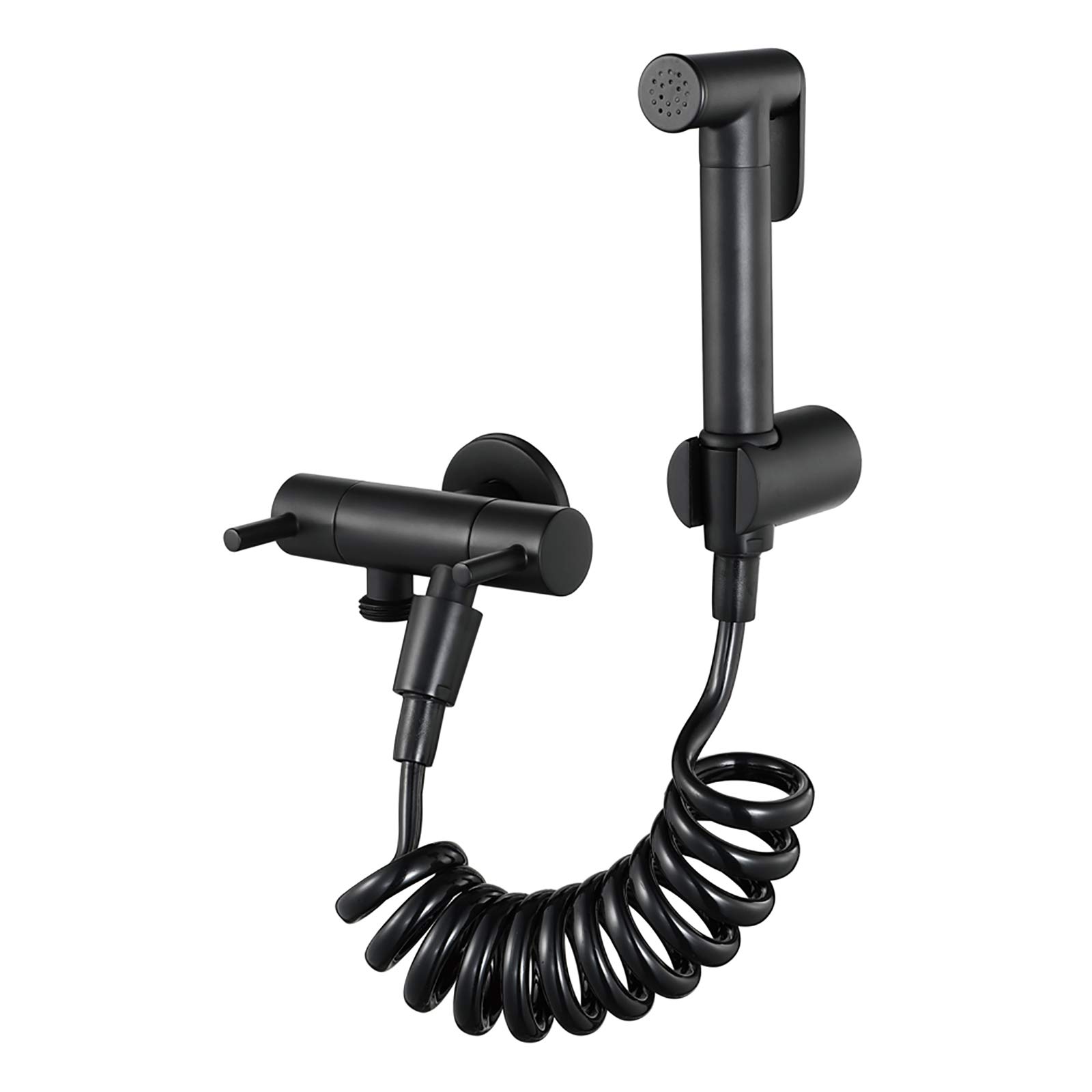 FFOCCO Pulvérisateur de Bidet à Main for Toilettes, pulvérisateur de Couches en Tissu Portable Noir en Laiton avec Tuyau de Douche et Support for hygiène personnelle