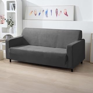 HOKIPO 200 GSM Premium Velvet Sofa Cover 3 Seater Fully Covered, Dark Grey (AR-4738-DGRY) Price In India