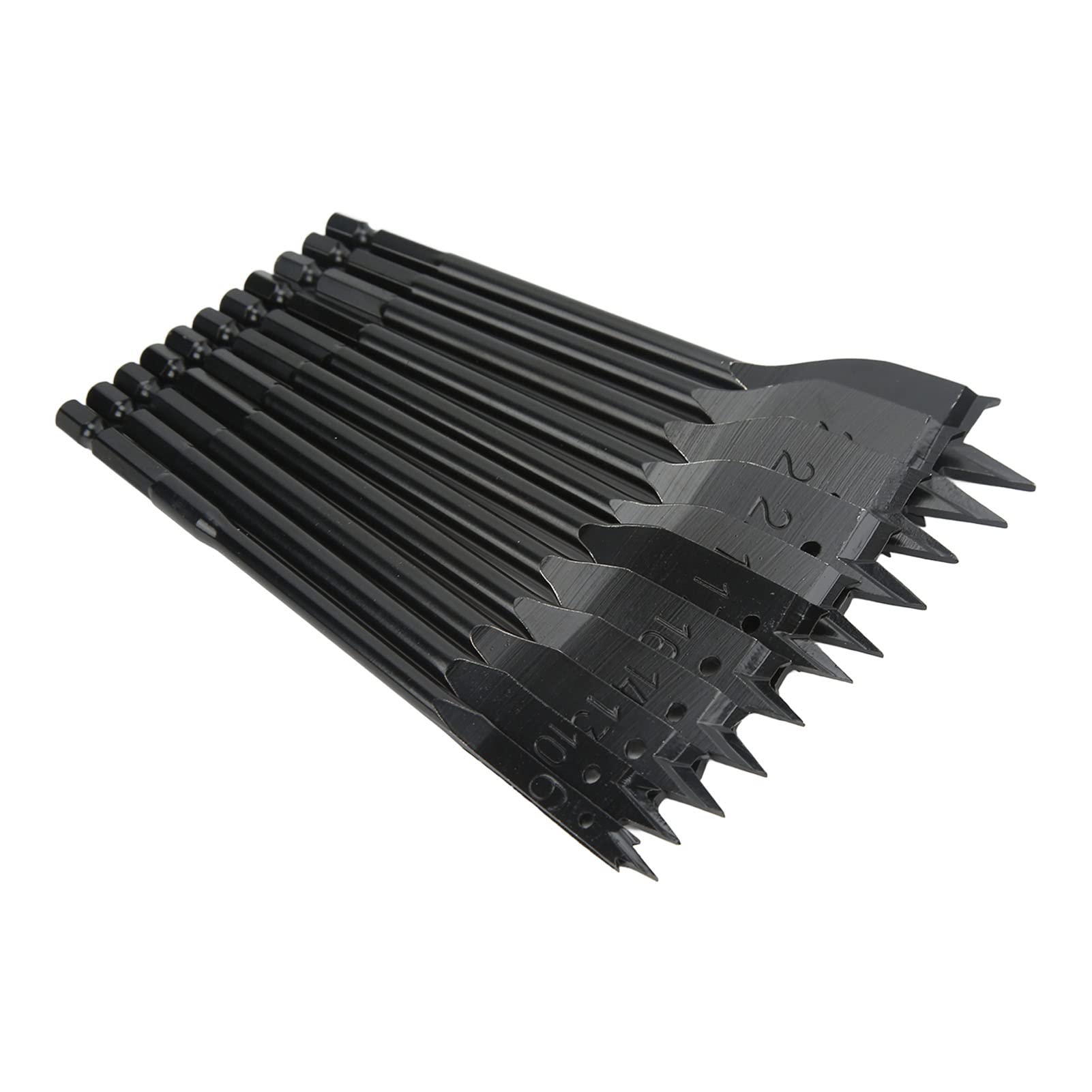 Respicefinem Hex Shank Flat Drill Bits Hard Spade Drill 19.0×4.0×4.0 11Pcs Hex Shank Flat Drill Bits Hard Professional Spade Drill for Wood Working More Cutting Spade Drill Bit Set