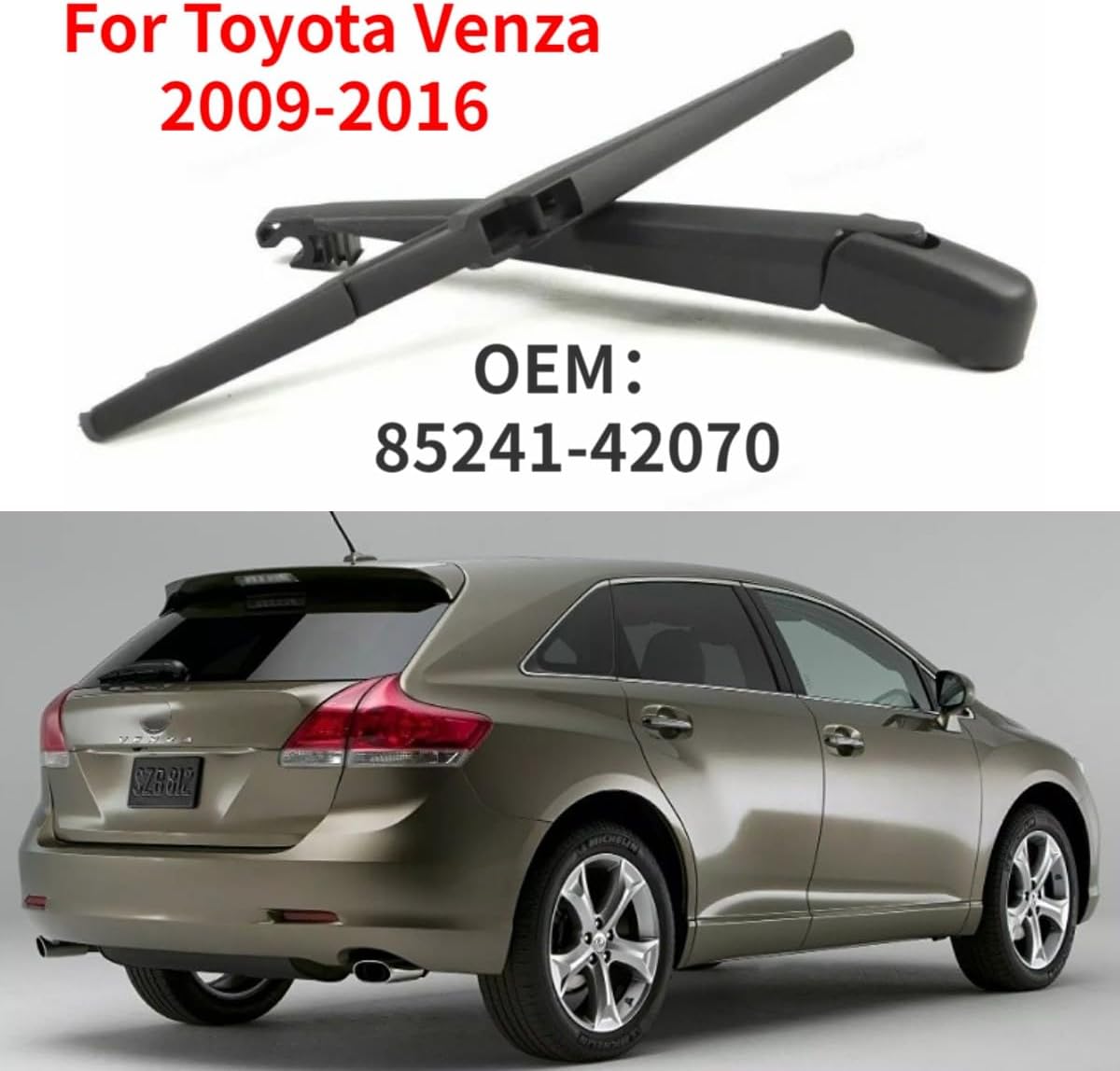generic Rear wiper arm blade replacement For Toyota Venza Base LE XLE Limited AWD V6 2009 2010 2011 2012 2013 2014 2015 2016 Rear Windshield Wiper Arm Blade Set