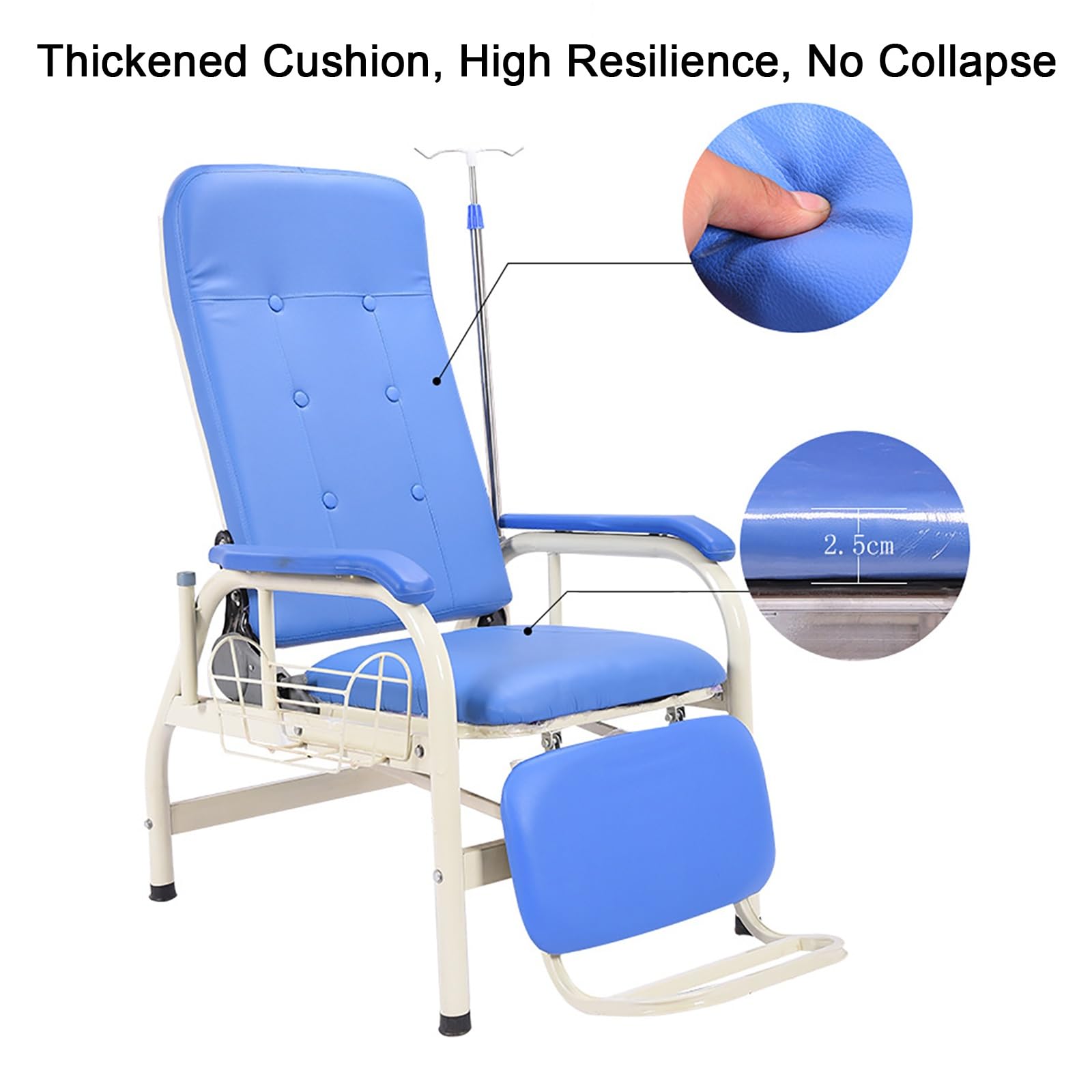 Wartezimmer-EmpfangsstüHle, Zeichenstuhl, Infusionsstuhl Mit Verstellbarer Armlehne Und Stahlrahmen, Phlebotomiestuhl, Lobbybank, FüR InfusionsstüHle(White pedals)